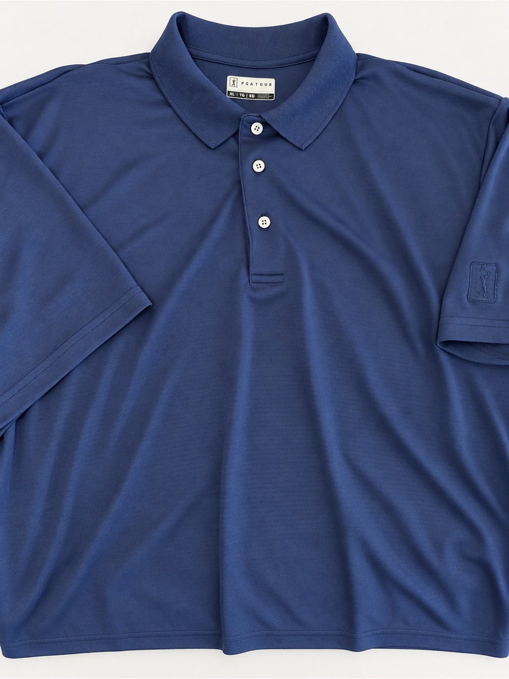 PGA Tour Men's Deep Navy Polo with Three-Button Placket